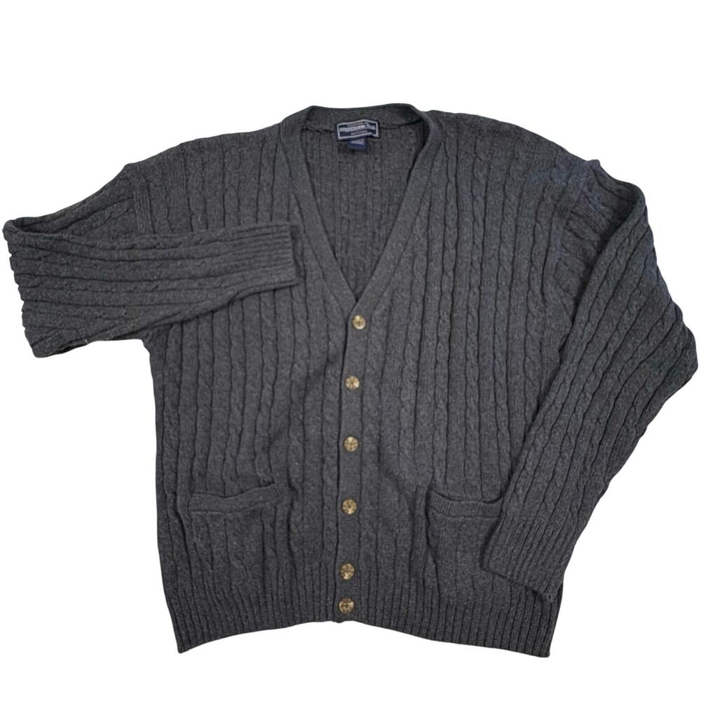 Susquehanna Trail Cable Knit Cardigan Sweater Men's XL Gray Grandpacore
